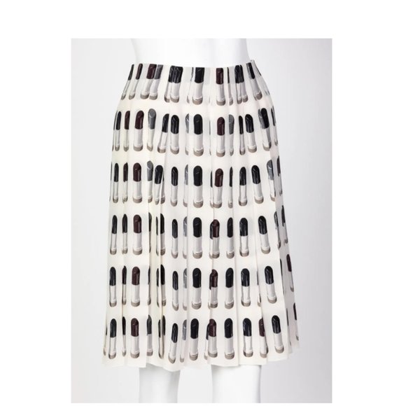 ICONIC PRADA LIPSTICK Pleated Silk SKIRT RUNWAY S/S 2000 Y2K IT 40/ 4 - Picture 5 of 13